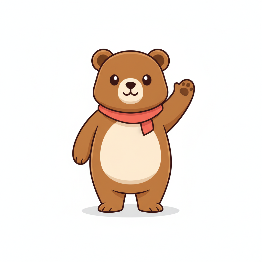 Buster the Bear mascot waving hello